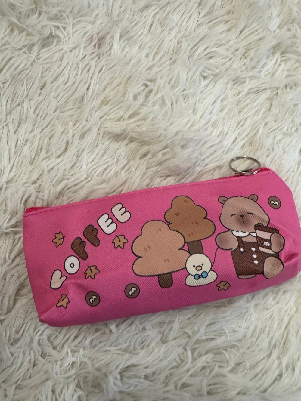 Cute Capybara pink pencil pouch pencil case zipper